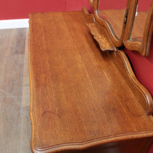 Load image into Gallery viewer, x SOLD Antique French Oak Dressing Table Tri Fold Mirror Cabriole Legs. B12723
