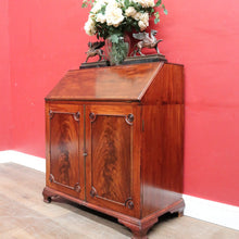 Load image into Gallery viewer, Antique English Mahogany Drop Front Bureau Desk Cupboard c1870. B12983