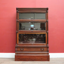 Load image into Gallery viewer, x SOLD Globe Wernicke Barrister Bookcase – 3 Sections, Drawer, Brass Bound. B12544