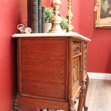 Load image into Gallery viewer, x SOLD Antique French Oak and Marble Top Bedside Cabinets or Lamp Tables. B12085