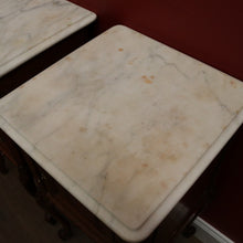 Load image into Gallery viewer, x SOLD Antique French Oak and Marble Top Bedside Cabinets or Lamp Tables. B12085
