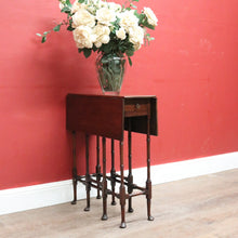Load image into Gallery viewer, Antique English Mahogany Gate-Leg Table – Turned Bamboo-Inspired Legs. B12580