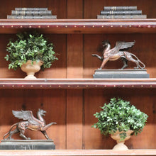 Load image into Gallery viewer, Antique Pine Bookcase Glass Doors Drawers, Leather Fronted Shelves. B12980