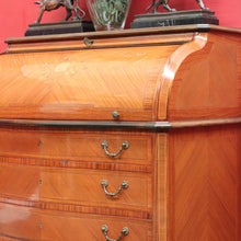 Load image into Gallery viewer, Vintage Cylinder Top Ladies Desk Kingwood Satinwood Inlay c1940. B12782
