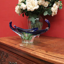 Load image into Gallery viewer, Mid-Century St Lambert Blue / Green Vase - Retro, Vintage, Fruit Bowl, Murano-Style. B12166