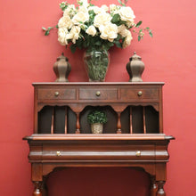 Load image into Gallery viewer, Antique Mid-Century Mahogany Writing Desk – Gilt Leather, File Drawer, Pull-Out Surface. B12572