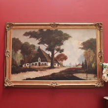 Load image into Gallery viewer, x SOLD Antique Dutch Framed Oil on Canvas, Country Farmhouse Village Scene. B11674