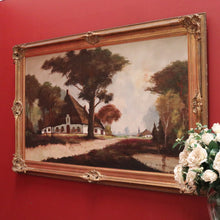Load image into Gallery viewer, x SOLD Antique Dutch Framed Oil on Canvas, Country Farmhouse Village Scene. B11674