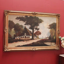 Load image into Gallery viewer, x SOLD Antique Dutch Framed Oil on Canvas, Country Farmhouse Village Scene. B11674