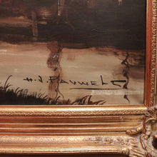 Load image into Gallery viewer, x SOLD Antique Dutch Framed Oil on Canvas, Country Farmhouse Village Scene. B11674