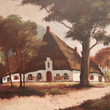 Load image into Gallery viewer, x SOLD Antique Dutch Framed Oil on Canvas, Country Farmhouse Village Scene. B11674