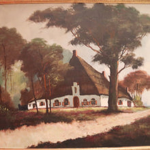 Load image into Gallery viewer, x SOLD Antique Dutch Framed Oil on Canvas, Country Farmhouse Village Scene. B11674