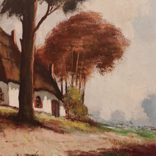 Load image into Gallery viewer, x SOLD Antique Dutch Framed Oil on Canvas, Country Farmhouse Village Scene. B11674