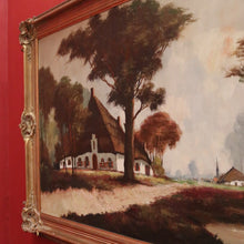 Load image into Gallery viewer, x SOLD Antique Dutch Framed Oil on Canvas, Country Farmhouse Village Scene. B11674