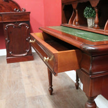 Load image into Gallery viewer, Antique Mid-Century Mahogany Writing Desk – Gilt Leather, File Drawer, Pull-Out Surface. B12572