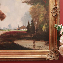 Load image into Gallery viewer, x SOLD Antique Dutch Framed Oil on Canvas, Country Farmhouse Village Scene. B11674