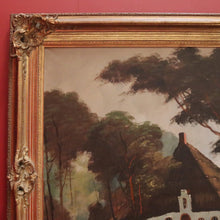 Load image into Gallery viewer, x SOLD Antique Dutch Framed Oil on Canvas, Country Farmhouse Village Scene. B11674