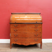Load image into Gallery viewer, Vintage Cylinder Top Ladies Desk Kingwood Satinwood Inlay c1940. B12782