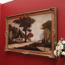 Load image into Gallery viewer, x SOLD Antique Dutch Framed Oil on Canvas, Country Farmhouse Village Scene. B11674