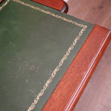 Load image into Gallery viewer, Antique Mid-Century Mahogany Writing Desk – Gilt Leather, File Drawer, Pull-Out Surface. B12572