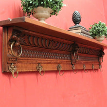 Load image into Gallery viewer, x SOLD A Large and Grand French Oak and Brass Coat Rack, for hats, coats, Scarves. B12039