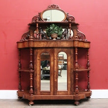 Load image into Gallery viewer, x SOLD Antique English Burr Walnut Hall Cabinet or Entry / Dining Room Display Cupboard. 12180