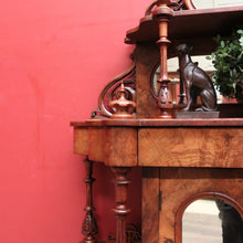 Load image into Gallery viewer, x SOLD Antique English Burr Walnut Hall Cabinet or Entry / Dining Room Display Cupboard. 12180