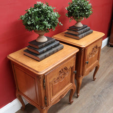 Load image into Gallery viewer, A Pair of Vintage French Oak Single Door Bedside Lamp Table Cabinets B12831