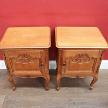 Load image into Gallery viewer, A Pair of Vintage French Oak Single Door Bedside Lamp Table Cabinets B12831