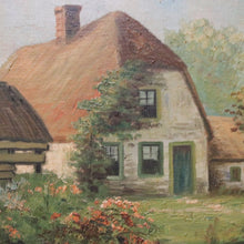 Load image into Gallery viewer, x SOLD Antique Dutch Framed (Gilt Frame) Cottage or House by a Stream, Cottage Scene B12144
