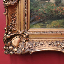 Load image into Gallery viewer, x SOLD Antique Dutch Framed (Gilt Frame) Cottage or House by a Stream, Cottage Scene B12144