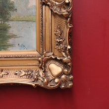 Load image into Gallery viewer, x SOLD Antique Dutch Framed (Gilt Frame) Cottage or House by a Stream, Cottage Scene B12144