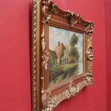 Load image into Gallery viewer, x SOLD Antique Dutch Framed (Gilt Frame) Cottage or House by a Stream, Cottage Scene B12144