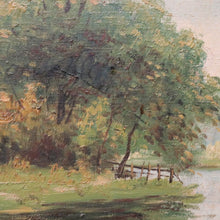 Load image into Gallery viewer, x SOLD Antique Dutch Framed (Gilt Frame) Cottage or House by a Stream, Cottage Scene B12144