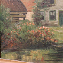 Load image into Gallery viewer, x SOLD Antique Dutch Framed (Gilt Frame) Cottage or House by a Stream, Cottage Scene B12144