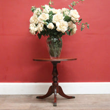 Load image into Gallery viewer, Vintage Australian Cedar Wine Table Tri-Leg Base Brass Claw Feet. B12584