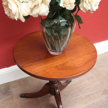 Load image into Gallery viewer, Vintage Australian Cedar Wine Table Tri-Leg Base Brass Claw Feet. B12584