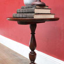 Load image into Gallery viewer, Antique Australian Cedar Single Pedestal Tri Leg Circular Top Wine Table B12921