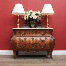Load image into Gallery viewer, x SOLD Antique Chest of Drawers, French, Walnut, Gilt Brass, Marble Top, 3 Drawers, Key. B12100