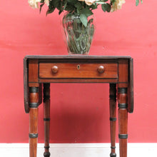 Load image into Gallery viewer, Antique English Mahogany Drop side Single Drawer Pembroke Hall Table B13002