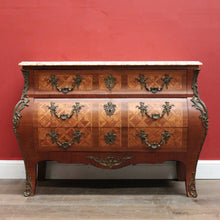 Load image into Gallery viewer, x SOLD Antique Chest of Drawers, French, Walnut, Gilt Brass, Marble Top, 3 Drawers, Key. B12100