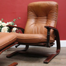 Load image into Gallery viewer, Westnofa Mid-Century Tan Leather Recliner with Footstool Norway. B12587