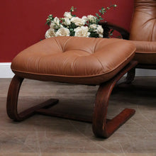 Load image into Gallery viewer, Westnofa Mid-Century Tan Leather Recliner with Footstool Norway. B12587