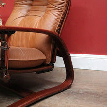 Load image into Gallery viewer, Westnofa Mid-Century Tan Leather Recliner with Footstool Norway. B12587