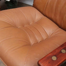 Load image into Gallery viewer, Westnofa Mid-Century Tan Leather Recliner with Footstool Norway. B12587