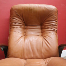 Load image into Gallery viewer, Westnofa Mid-Century Tan Leather Recliner with Footstool Norway. B12587
