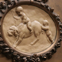 Load image into Gallery viewer, Antique French Mirror. Wall Hanging Mirror. Young Children and a Dog In Plaster Relief. B12152