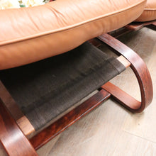 Load image into Gallery viewer, Westnofa Mid-Century Tan Leather Recliner with Footstool Norway. B12587
