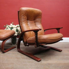 Load image into Gallery viewer, Westnofa Mid-Century Tan Leather Recliner with Footstool Norway. B12587