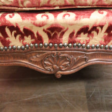 Load image into Gallery viewer, x SOLD A Pair of Antique French Wing Back Armchairs with Down/Feather Cushions - Burgundy-coloured fabric. B12583.